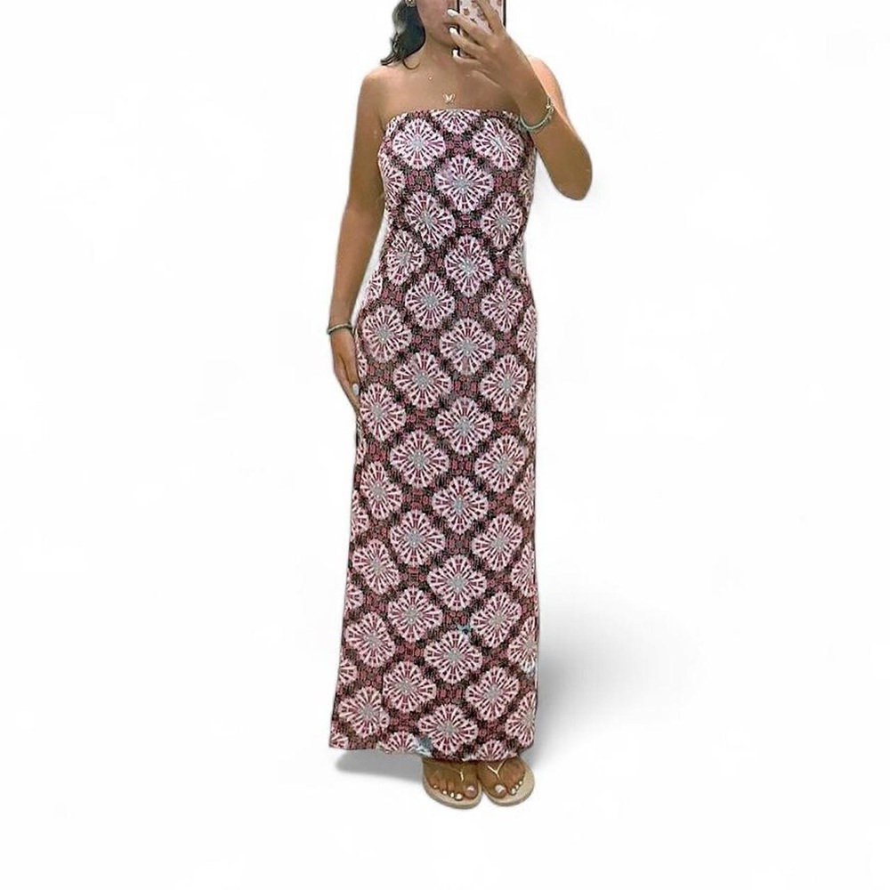 Atmosphere strapless maxi dress with stretchy waist, floral boho pattern